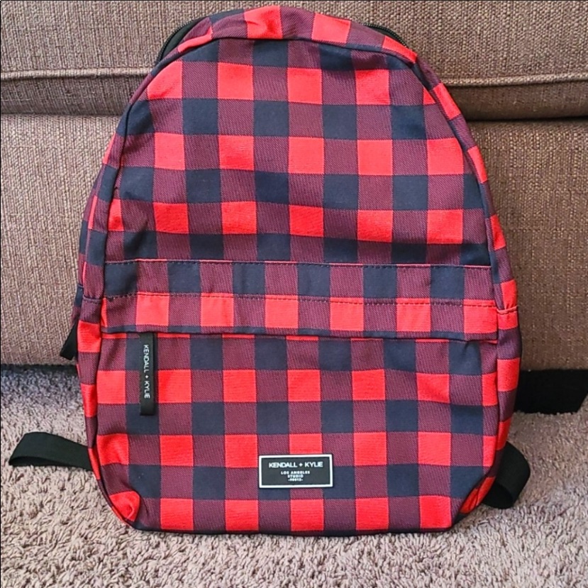Kendal And Kylie Black Lumber Jack Plaid Backpack